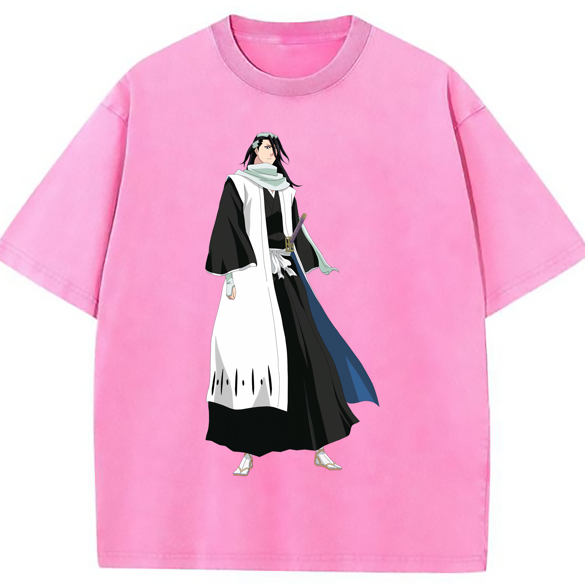 （画像用） ブリーチ くちき びゃくや BLEACH Kuchiki Byakuya 綿100% ヴィンテージ風 半袖Tシャツ（フロントプリント）